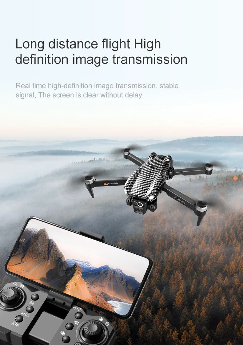 1 Set D3 Drone HD Aerial Photography Brushless Motor Dual Camera Obstacle Avoidance Optical Flow Positioning New Year Present