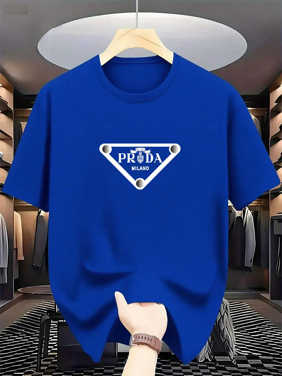 2026 New  men's Milan fashion trend international brand printed T-shirt, pure cotton round neck, casual urban luxury high-endY2K