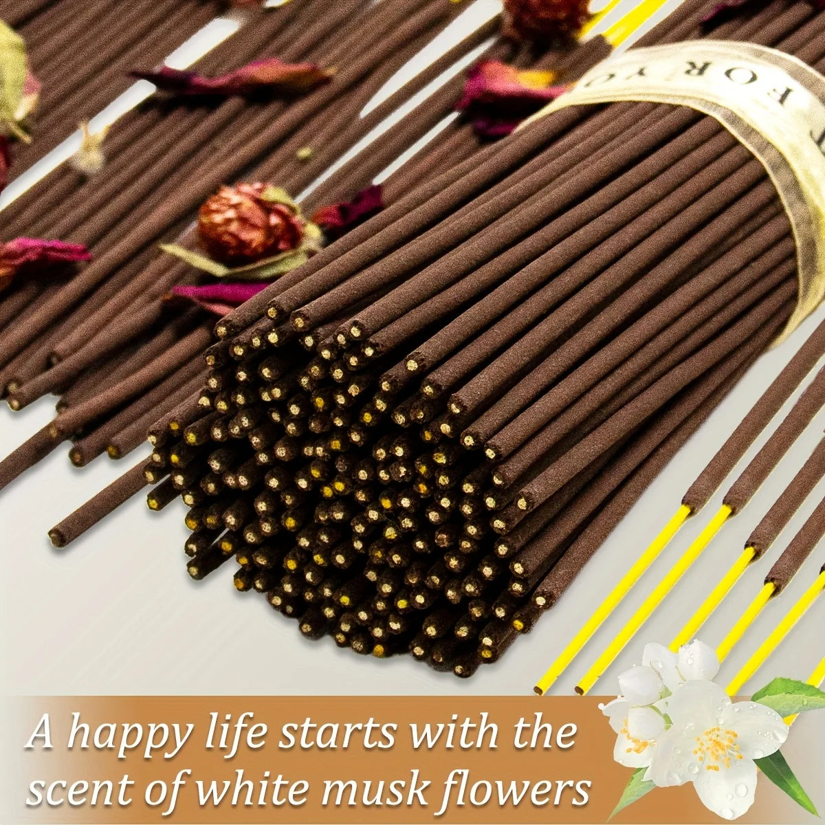 29/60/110/210Pcs, White Musk Floral Incense - Natural Plant Extracts, Long-Lasting Burning, Eliminates Odors, Long-Lasting Fragrance, Artificial Wood with Herbal and Musk Essence, Suitable for Home, Office, Meditation, Yoga -