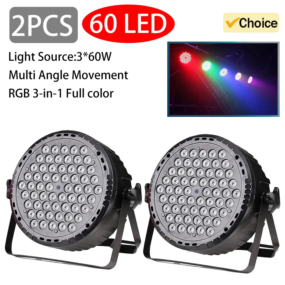 3 in 1 LED Par Light 60x3W RGB Full Color for Dance Studio Club Disco Show Lighting DMX512 Control Stage Flat Light party lights