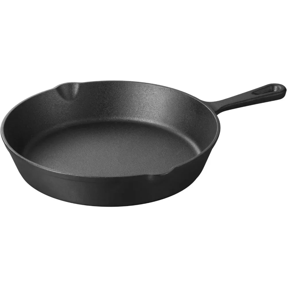 Cast Iron Skillets Round Reusable Frying Pans Griddle Egg Pan Suitable for Indoor Outdoor Stove Grill Home Kitchen Cookware