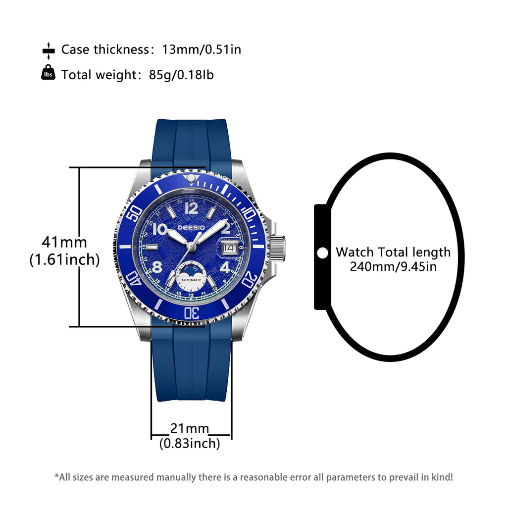 Deesio Classic Fashion Men's Watches Automatic Self-Wind Mechanical Waterproof Luminous Stainless Steel Luxury Gifts for Men