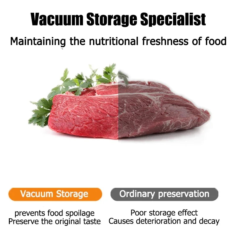 Electric Vacuum Sealer Dry/Wet Food Sealed Packaging Kitchen Food Storage Seal Built-in Cutter Knife Vacuum Sealer Machine