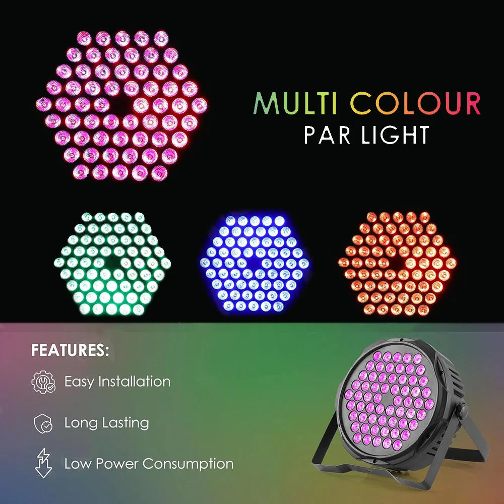 3 in 1 LED Par Light 60x3W RGB Full Color for Dance Studio Club Disco Show Lighting DMX512 Control Stage Flat Light party lights