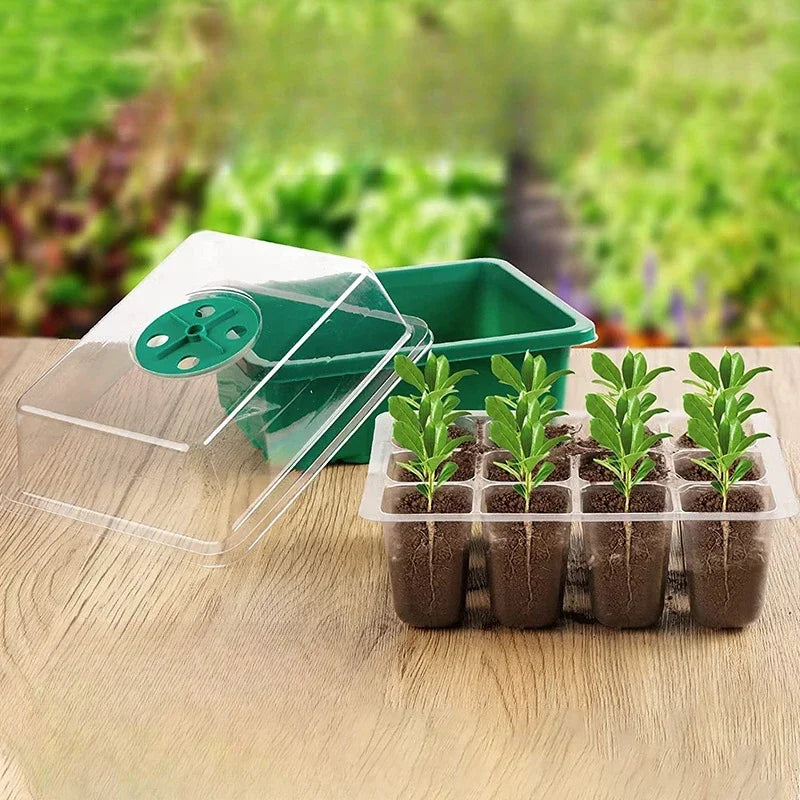 12Grids Seed Starter Tray with Ventilation Hole Seeds Growing Cultivation Planting Box Mini Greenhouse Plant Starter Kit