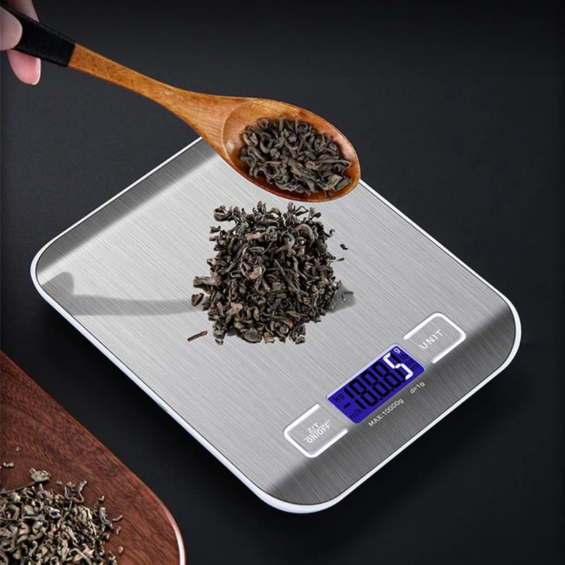 Digital Kitchen Scale LED Display 10kg/1g Stainless Steel Panel Electronic Scales Home Jewelry Food Snacks Weighing Baking Tools