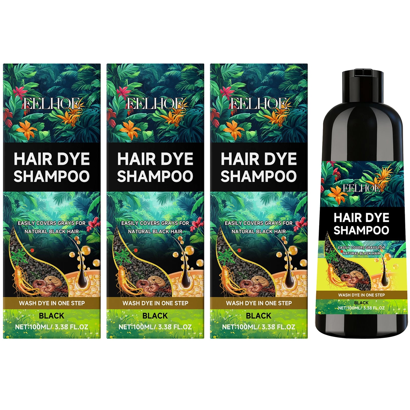 Black Hair Dyeing Shampoo Covering White Hair Enhancing Hair Shine Nourishing Root Beauty Hair Moisturizing Hairdressing Shampoo