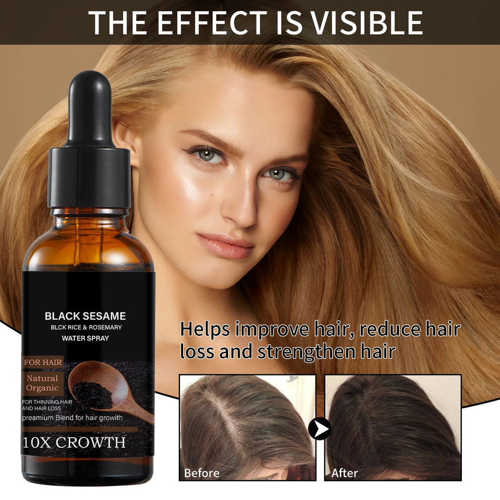 Black Sesame Hair Growth Serum with Caffeine Ginger Extract 30ml Natural Scalp Nourishment Oil for Thinning Hair Stronger Roots