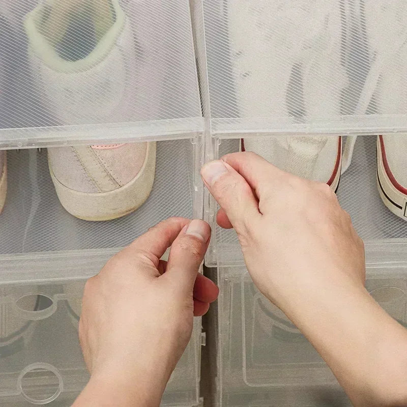 6pcs/set Thickened Drawer Case Plastic Shoe Boxes Transparent Plastic Shoes Case Stackable Box Shoe Organizer Shoe box