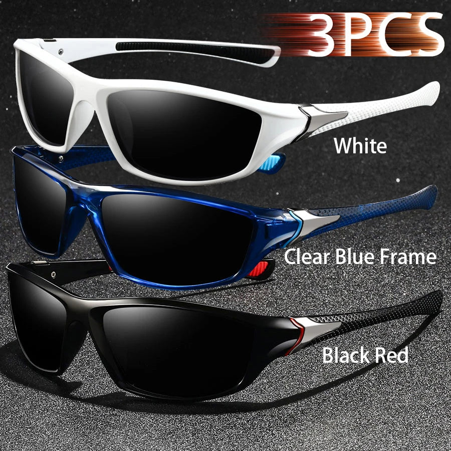 3PCS Fashion Vintage Driving Fishing Cycling Sports Sunglasses Men Women Running Mountaineering Sport Man Sun Glasses UV400