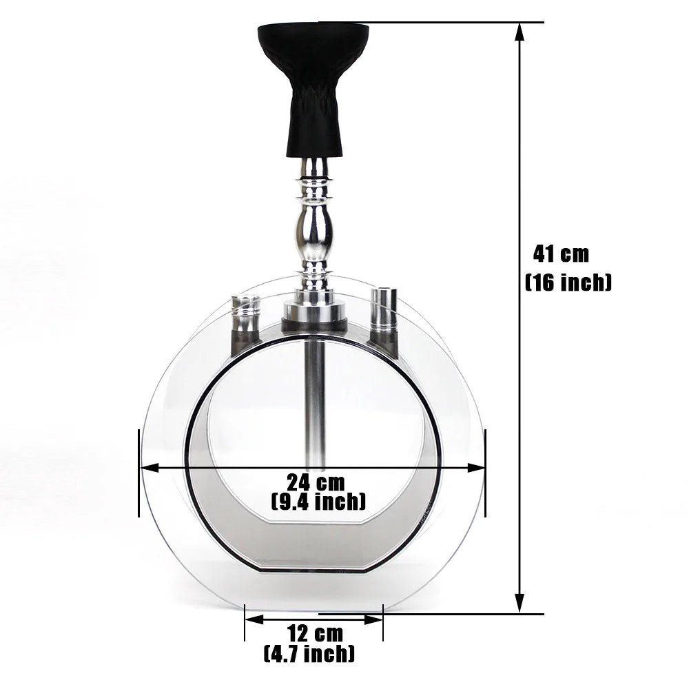 Circular Acrylic Hookah Set Large Arabic Shisha Single Pipe Silicone Bowl Narguile Chicha Bar KTV Portable Hookah Set