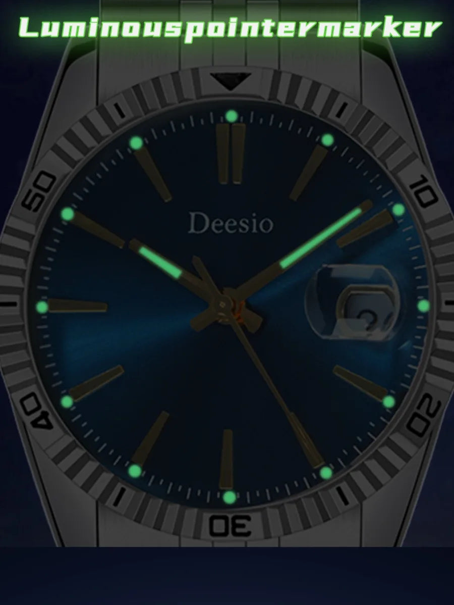 Deesio Automatic Mechanical Watch for Men Luxury Stainless Steel Waterproof Luminous Business Dress Wristwatch Sapphire Glass