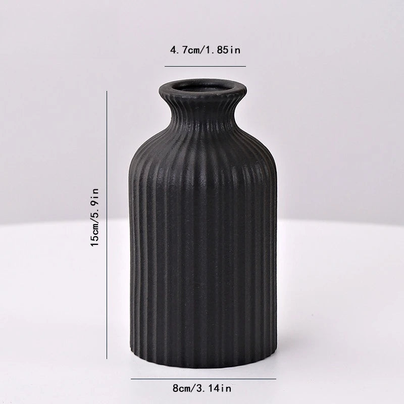 1PC Black Ceramic Vase Flower Ceramic  for Flowers Small Vase for Office and Living Room Home Decoration Ceramic Vase jarrones