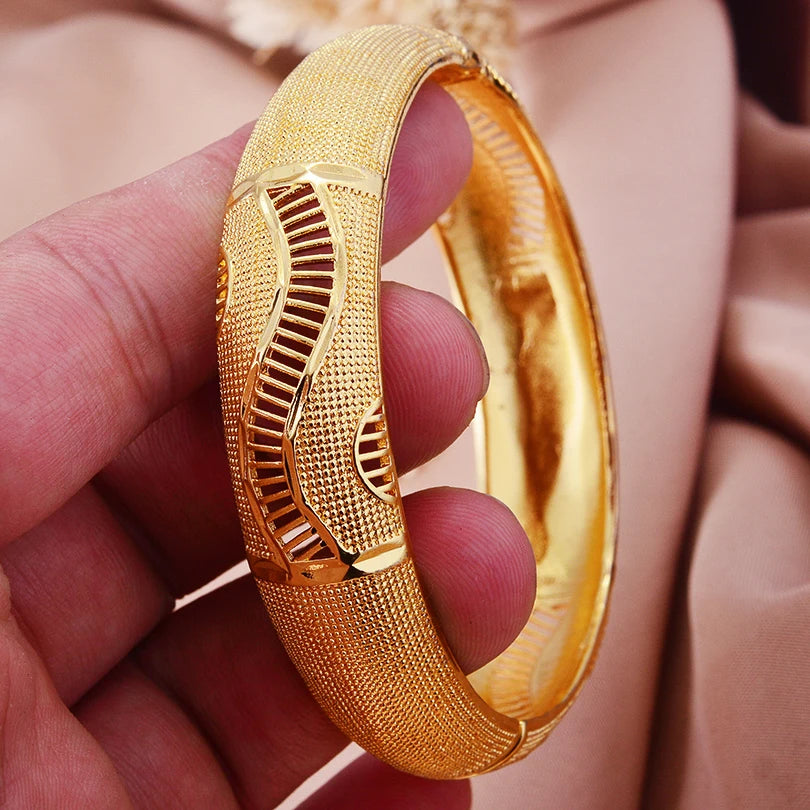 24K 1pcs  France Dubai Bangles Gold Jewelry Gold Color Bangles For Ethiopian Bangles & Bracelets Ethiopian Jewelry Bangles