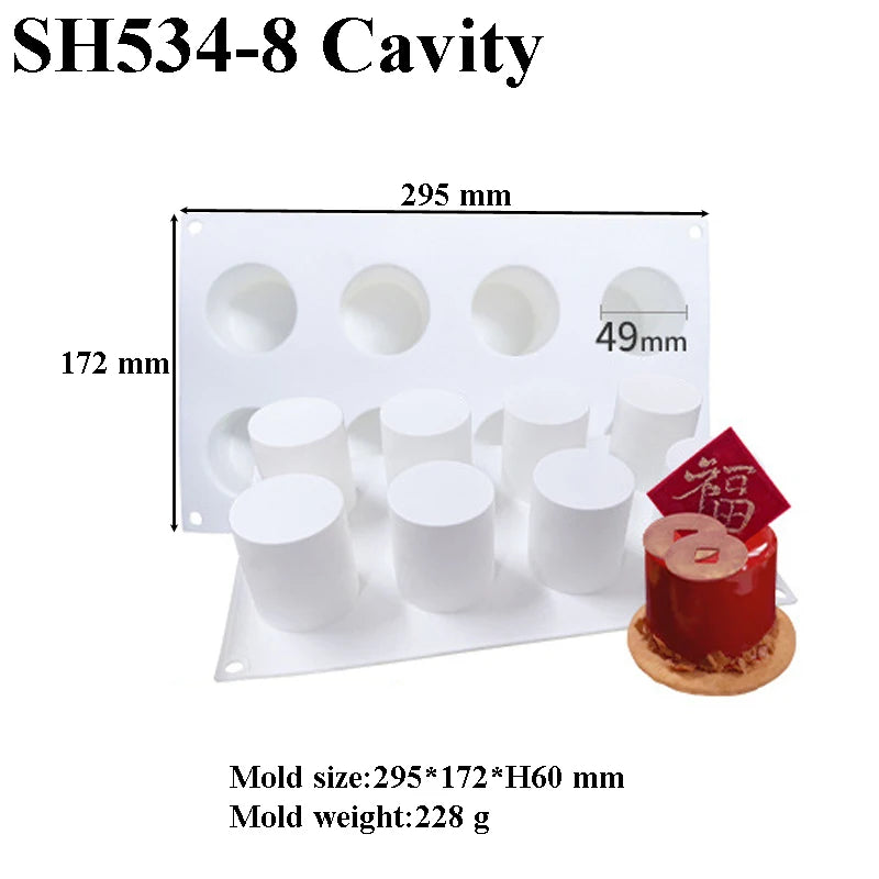 Cylindrical French Mousse Cake Mold Silicone Chocolate Mold Food Grade Kitchen Baking Tool Soap Mold Dessert Making Tools