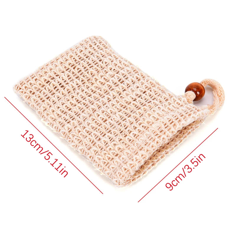 1PC New Natural Exfoliating Soap Bags Handmade Sisal Soap Bags Natural Mesh Soap Saver Pouch Holder Bath Soap Holder bathroom