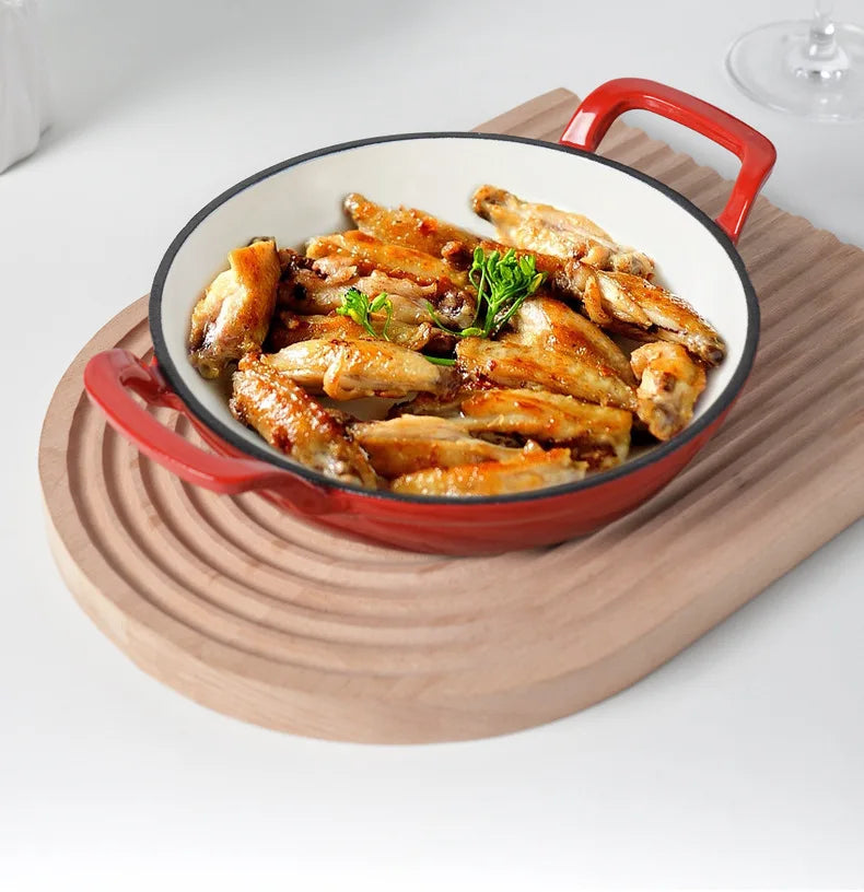 Enameled Cast Iron Frying Pan 20cm Dual Loop Handle Skillet Non Stick Grill Pan For Fried Steak For Oven Stovetop Induction