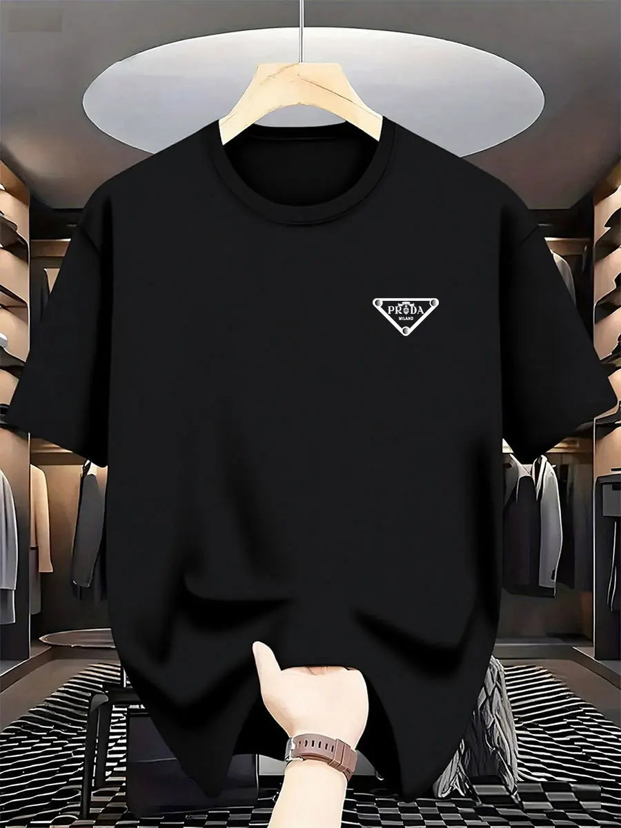 2026 New  men's Milan fashion trend international brand printed T-shirt, pure cotton round neck, casual urban luxury high-endY2K