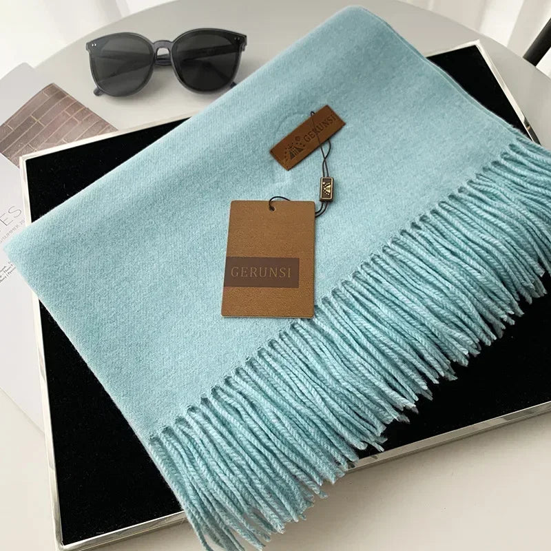 2024 Winter Cashmere Scarf Women Thick Warm Pashmina Shawls Wraps Solid Color Tassel Lady Blanket Echarpe Bufanda Hijab