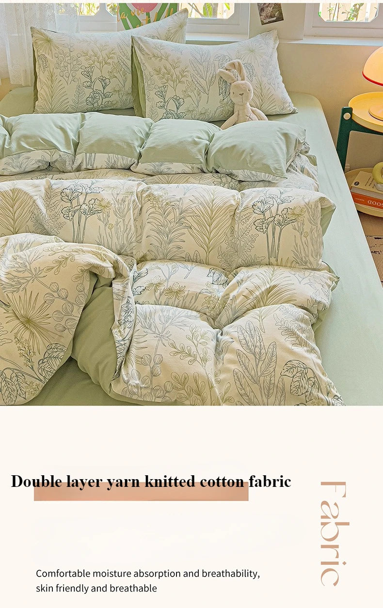 4pcs/set Bedding Set Simplicity Style Twin Queen Size Duvet Cover Flat Sheet Pillowcase Kids Adult Comforter Sets Home Textile