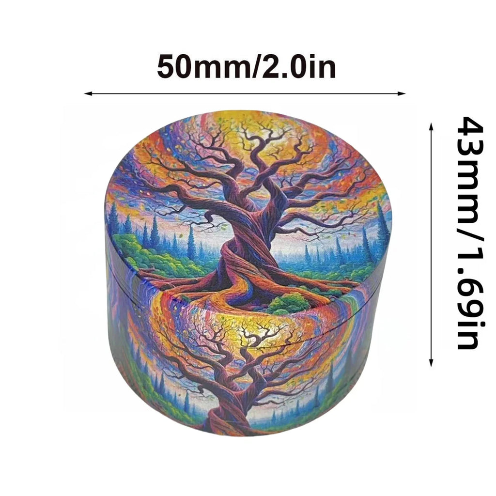 2inch Boho Tree Herb Grinder 4-Layers Metal Pepper Mortar Spice Mill Tobacco Grass Raw Grinder Smoking Accessories Kitchen Tool