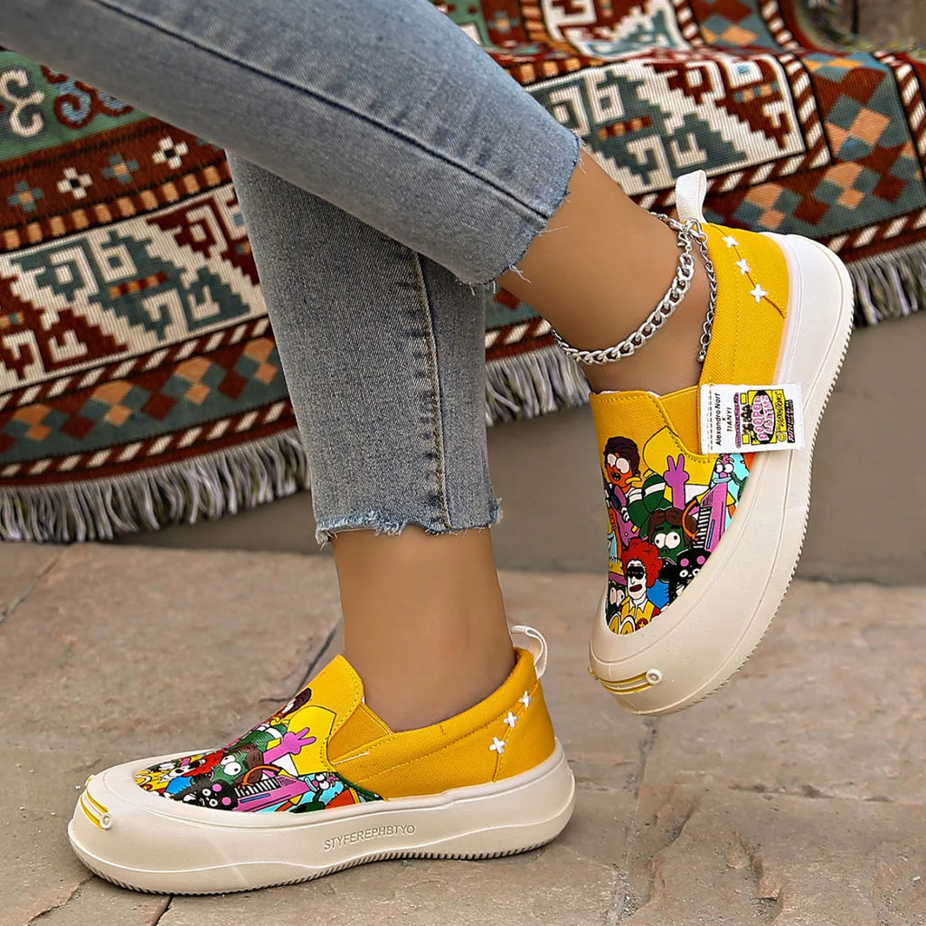 2025 New Women Flat Sneakers Casual Fashionable Canvas Shoes Women Style One Step Walking Sneakers Women Summer Zapatos De Mujer