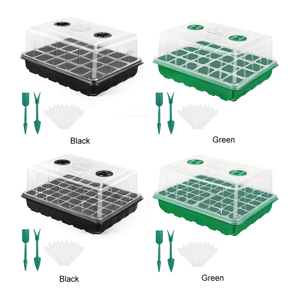 12/24/48 Holes Seed Starter Trays Gardening Seedling Pot Humidity Dome Plant Pot Garden Accessories Hydroponics Growing System