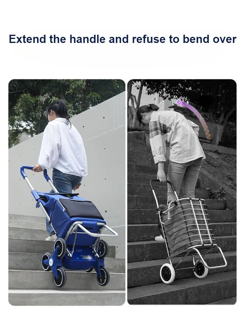Electric Shopping Cart Folding Silent Outdoor Portable Stair Climbing Machine with Wheel Storage Bag Shopping Car Household Item
