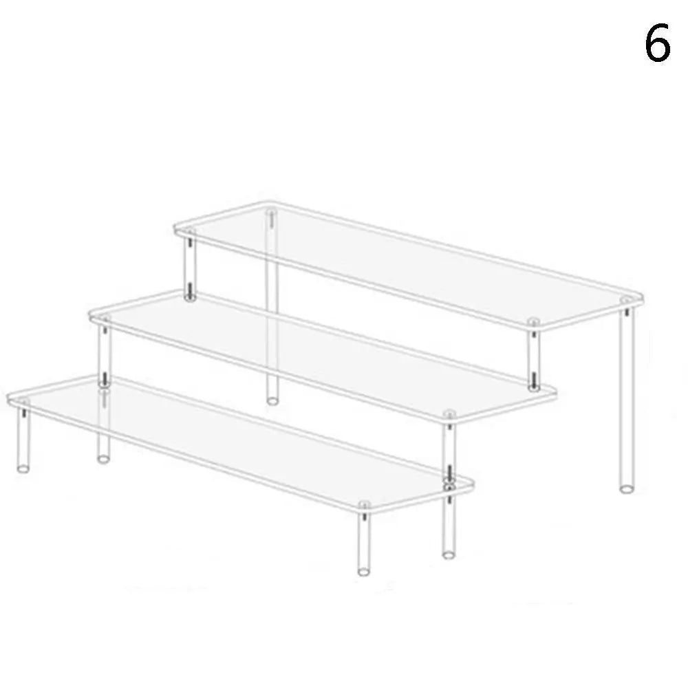 1-5 Tier Acrylic Display Stand Durable Display Rack For Cupcake Perfume Doll Transparent Trapezoidal Blind Box Storage Shelf
