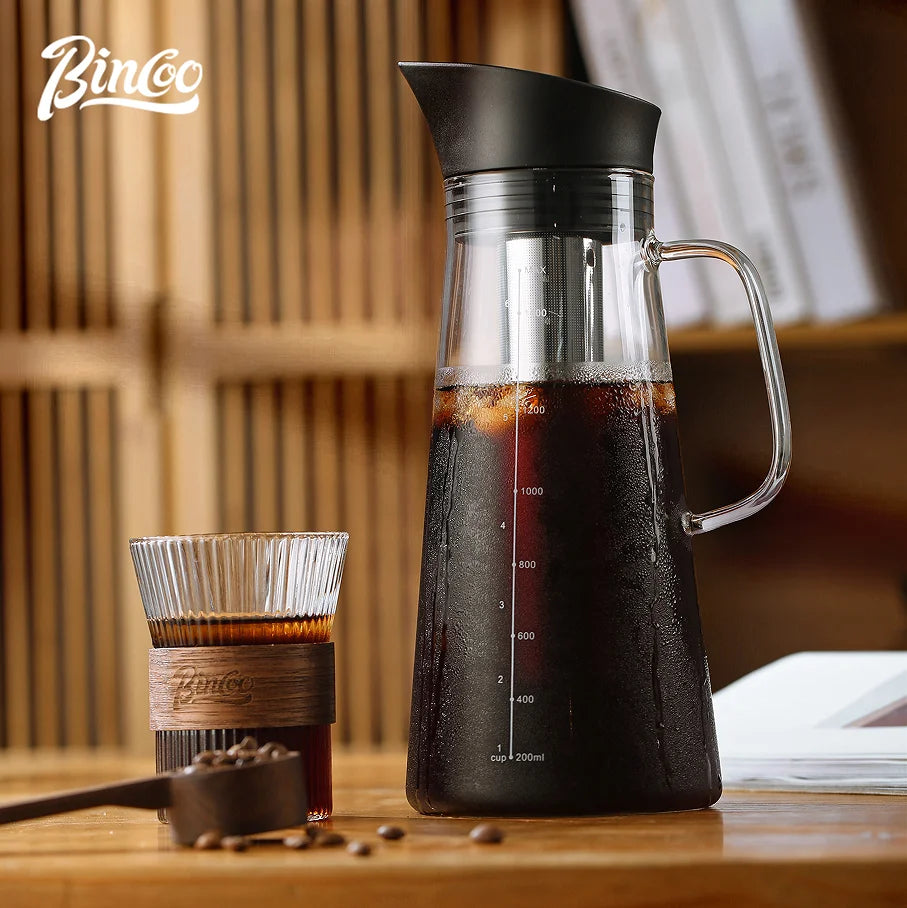BINCOO 1500ML Cold Brew Coffee Maker with Removable Stainless Steel Filter, Home Cold Brew Coffee Iced Tea Maker & Fruit Pitcher
