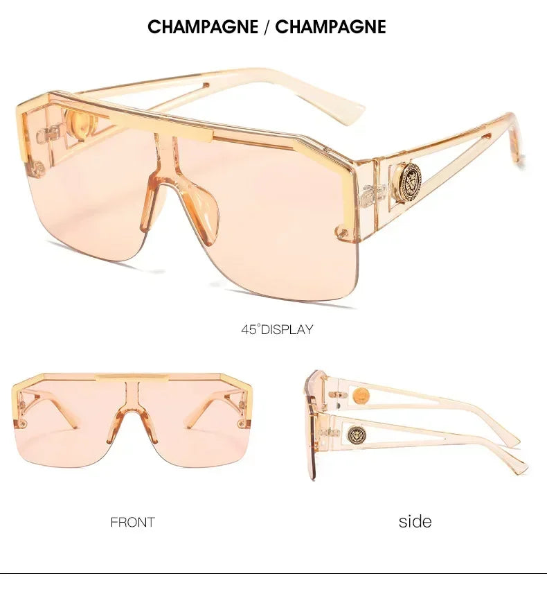 2025 Luxury Big Square Sunglasses Women Brand Designer Retro Blue Sun Glasses For Female Oversized Black Shades Oculos UV400