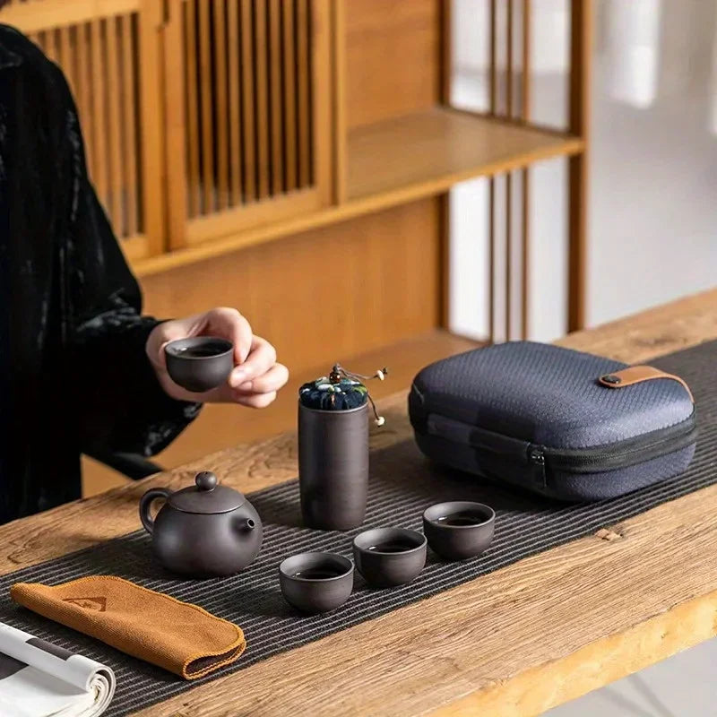 1SET Elegant & Portable Zisha Tea Set - The Perfect Holiday Gift for Tea Lovers
