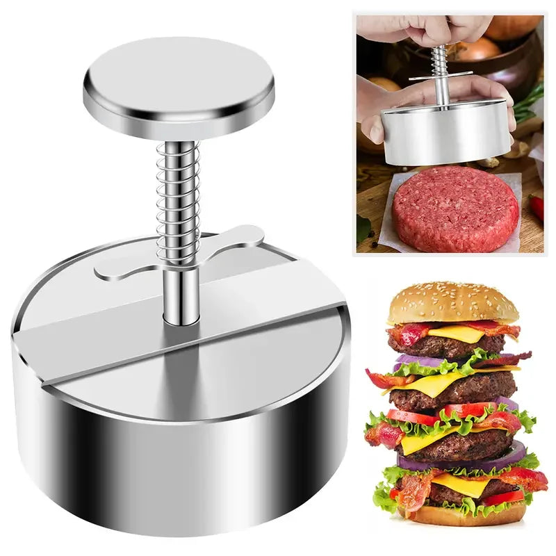 1PC Stainless Steel Hamburger Patty Manual Meat Cheeseburger Press Round Diy Patty Meat Dumpling Wrapper Kitchen Supplies Tools