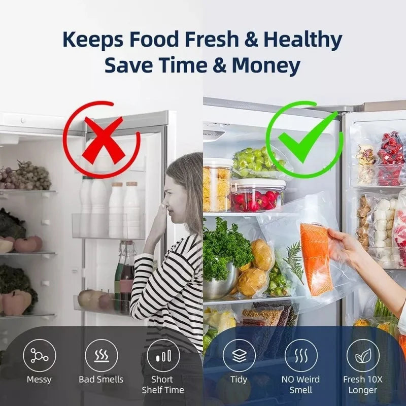 Electric Vacuum Sealer Dry/Wet Food Sealed Packaging Kitchen Food Storage Seal Built-in Cutter Knife Vacuum Sealer Machine
