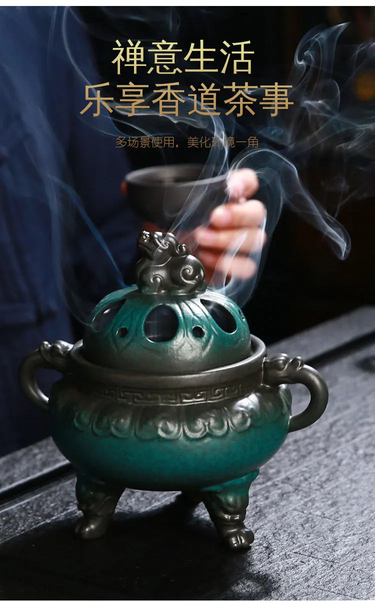 Antique ceramics Incense Burner Chinese Home Bedroom Decoration Animal Foot Plate Incense Burner Tea Ceremony Ornaments