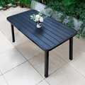 150cm Outdoor Table Large Metal Frame Rectangular Patio Table Family Outdoor Dining Table Wood-plastic Waterproof Tabletop