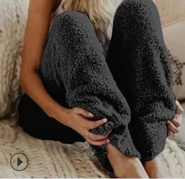 Autumn Winter New Women's Clothing Solid Color Loose Elastic Waist Plush Trousers