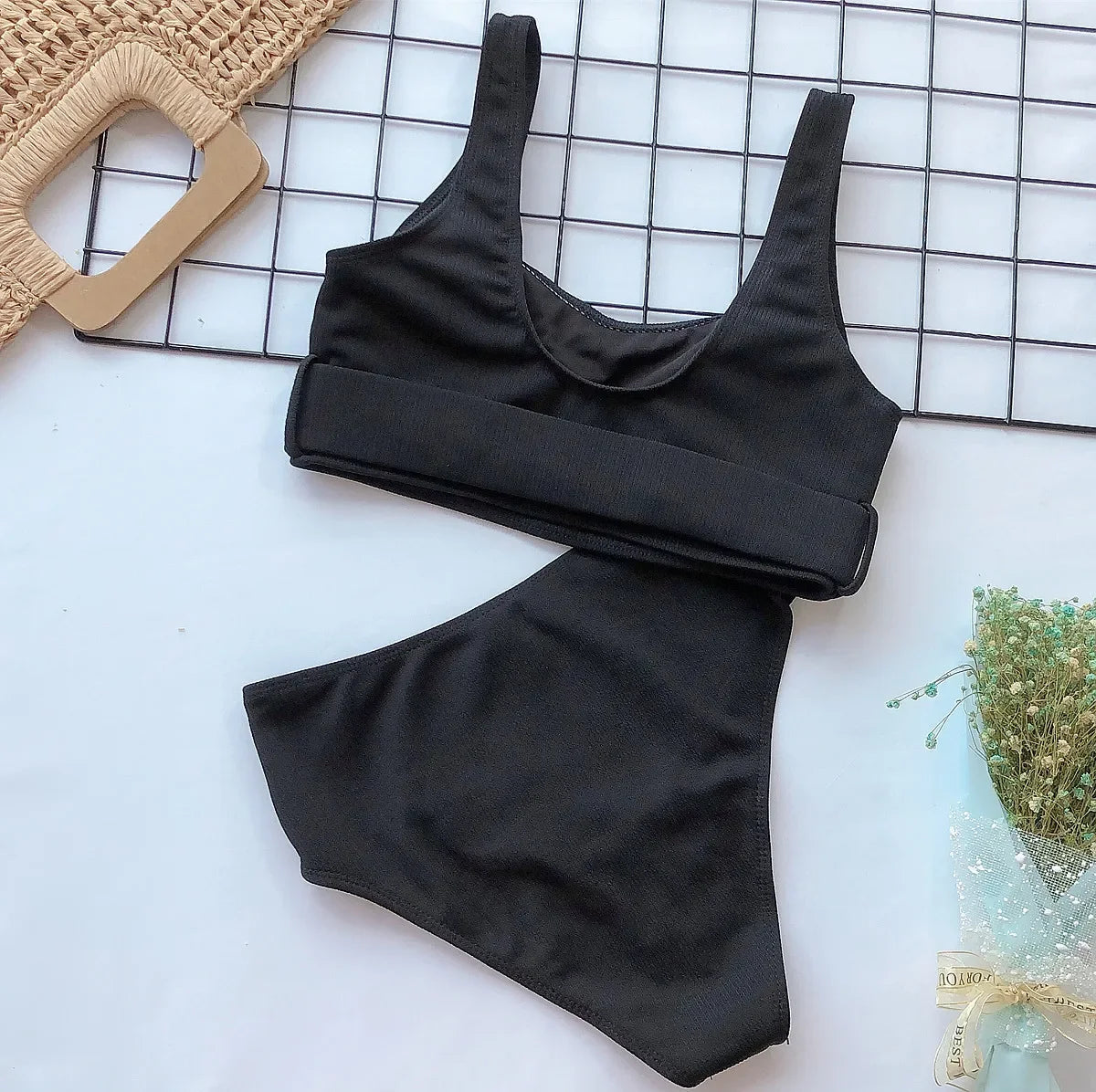 2025 Sexy Neon Green Bikini Set Women Push Up Buckle Push Up Swimsuit Summer Solid White Bathing Suit Beach High Waist Swimwear