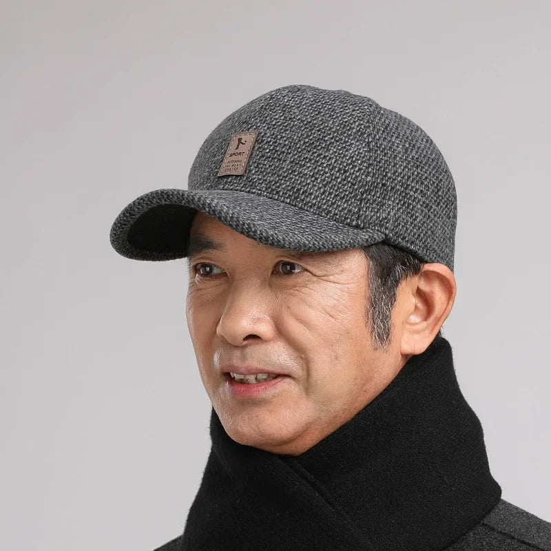 Baseball Cap Autumn Woolen Knitted Designer Men's Winter Cap Thicken Warm Hats with Earflaps Men's Brand Hats Dad Trucker Hats