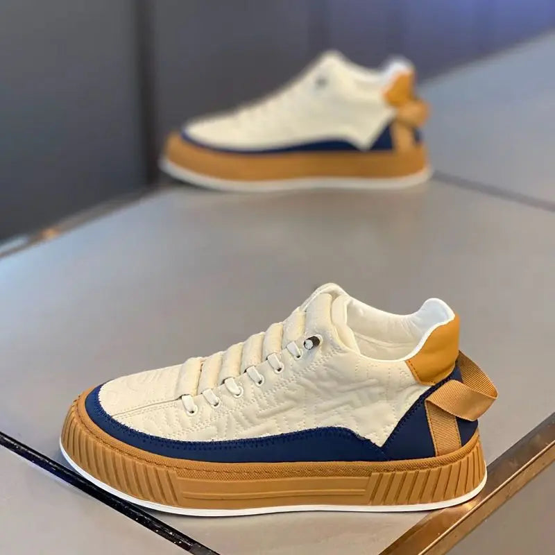 Men Spring Autumn Color Contrast Increased Casual Shoes Fashion Bandages Board Shoes High Quality Outdoor Boots British Style