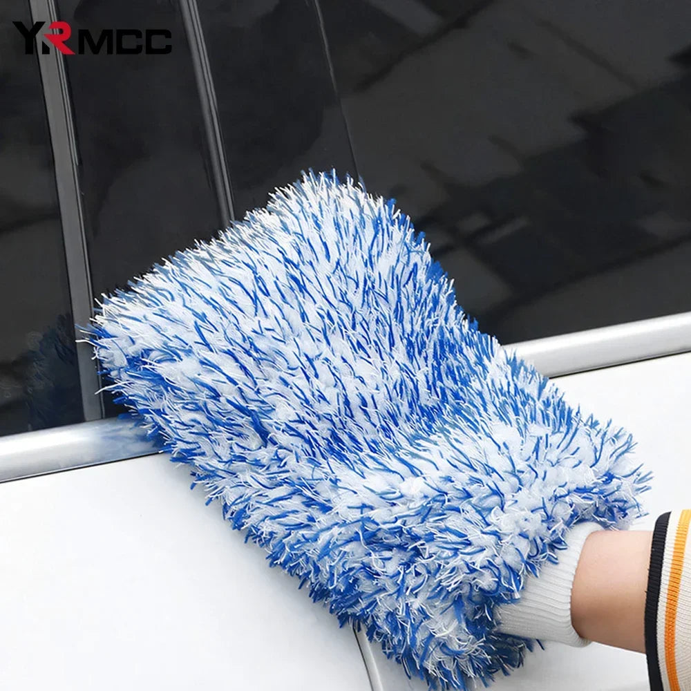 Car Washing Gloves Microfiber Strong Water Coral Velvet Cleaning Glove Soft Thickened Dust Removal Clean Tools Car Accessories