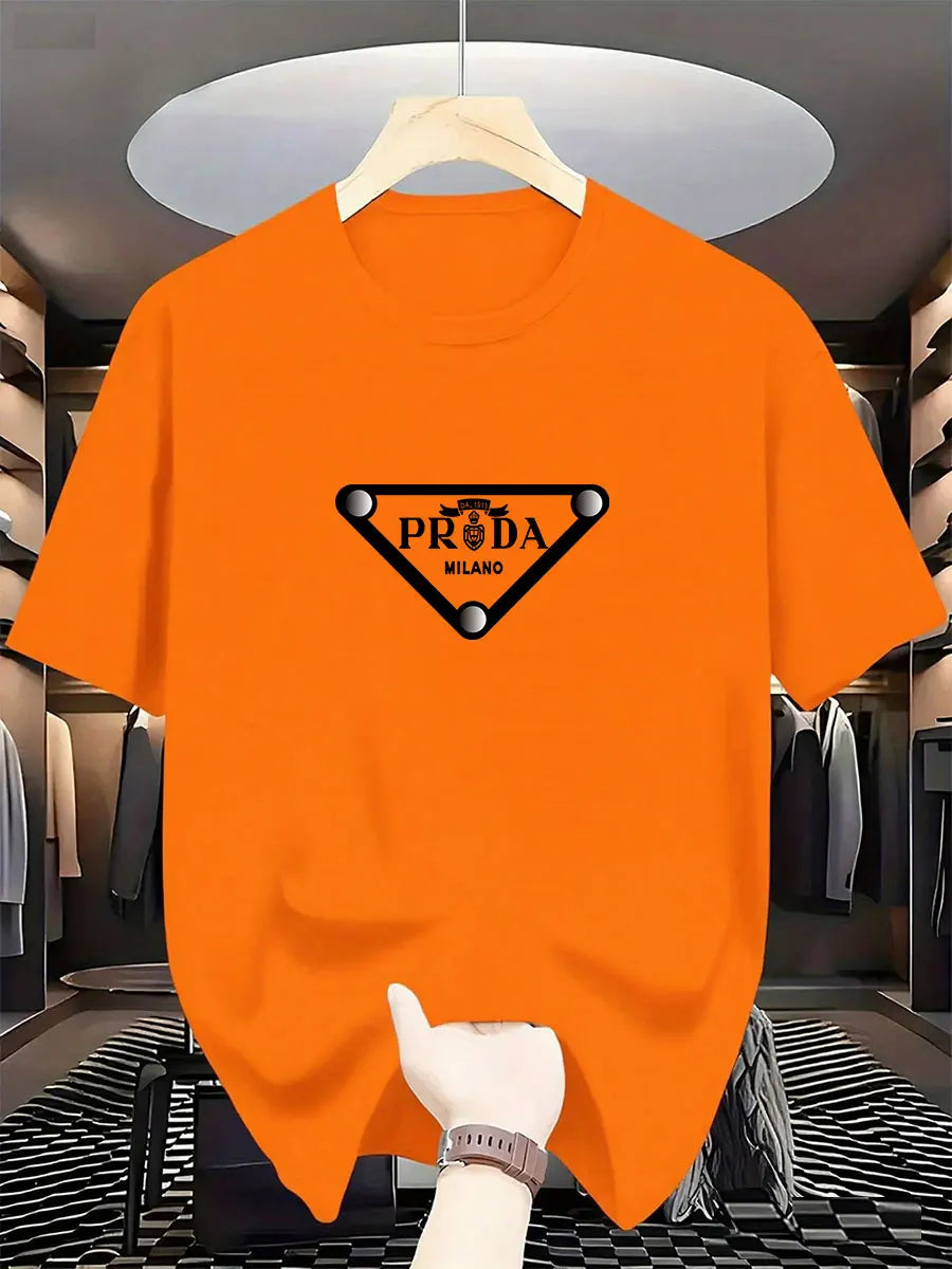 2026 New  men's Milan fashion trend international brand printed T-shirt, pure cotton round neck, casual urban luxury high-endY2K