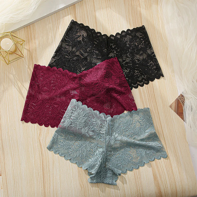 3pcs Women's Sexy Lace Bras for Women With Floral Edges seduction seamless briefs Exquisite Underwear  Comfort Underpants