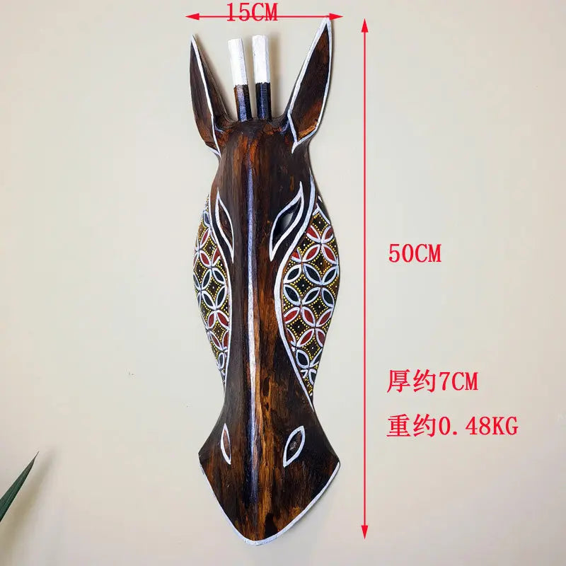 50cm Hand-Painted Vintage Wooden Wall Art  African Animal Murals in American Style Rustic Decor for Coffee Shop Bar Living Room