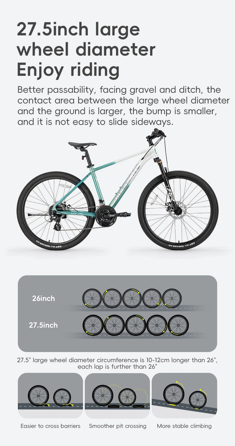 Adults Students Mountain Road Bike Aluminum Alloy 27.5-inch Internal Disc Brake 24-speed Bicycle For Men Women Bike
