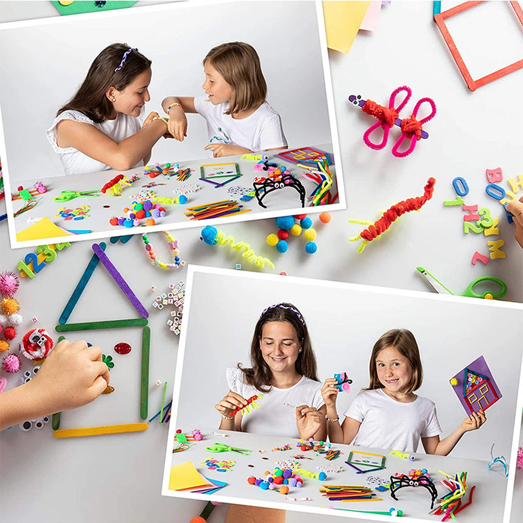 DIY Arts and Crafts Supplies Kit 2000+ Pieces Set Activity Craft Materials with Carrying Box Handmade Educational Gift