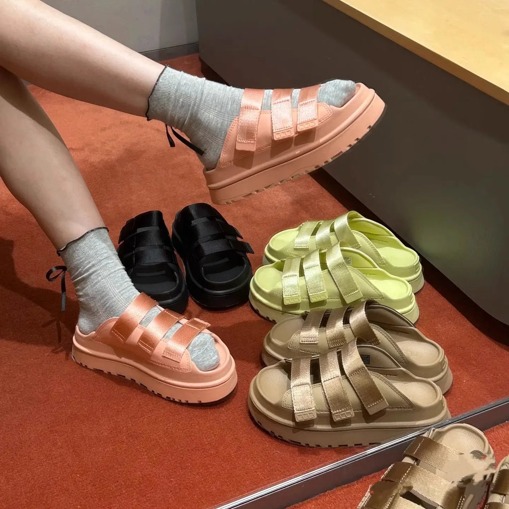 2025 Summer Women's Platform Sandals – Fashionable Slip-On Thick Sole Slide Shoes for Beach, Casual, and Outdoor Wear