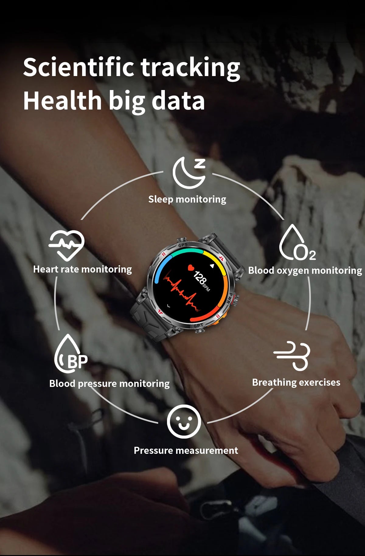 2026 New Outdoor GPS Sports Smartwatches Men Compass 10ATM Waterproof 24/7 Health Monitoring Chat GPT Bluetooth Call Smart Watch