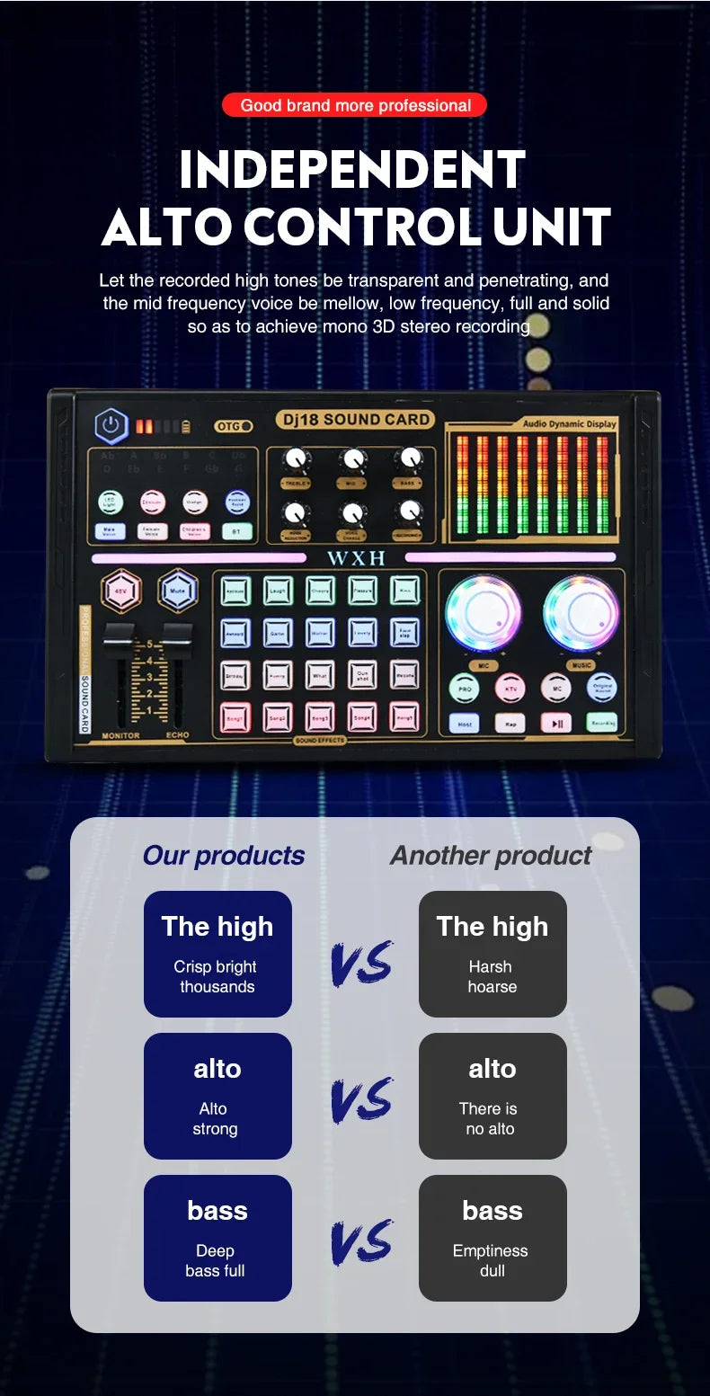 DJ18 Sound Card Studio Record Professional Mixer Singing Noise Reduction Microphone Voice BM800 Live Broadcast Mick Tok Music