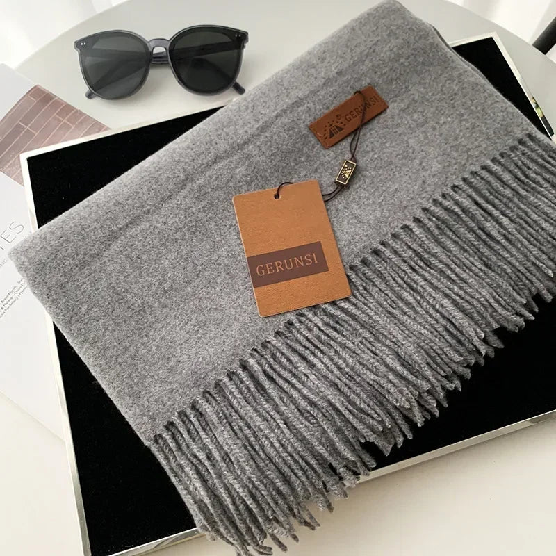 2024 Winter Cashmere Scarf Women Thick Warm Pashmina Shawls Wraps Solid Color Tassel Lady Blanket Echarpe Bufanda Hijab